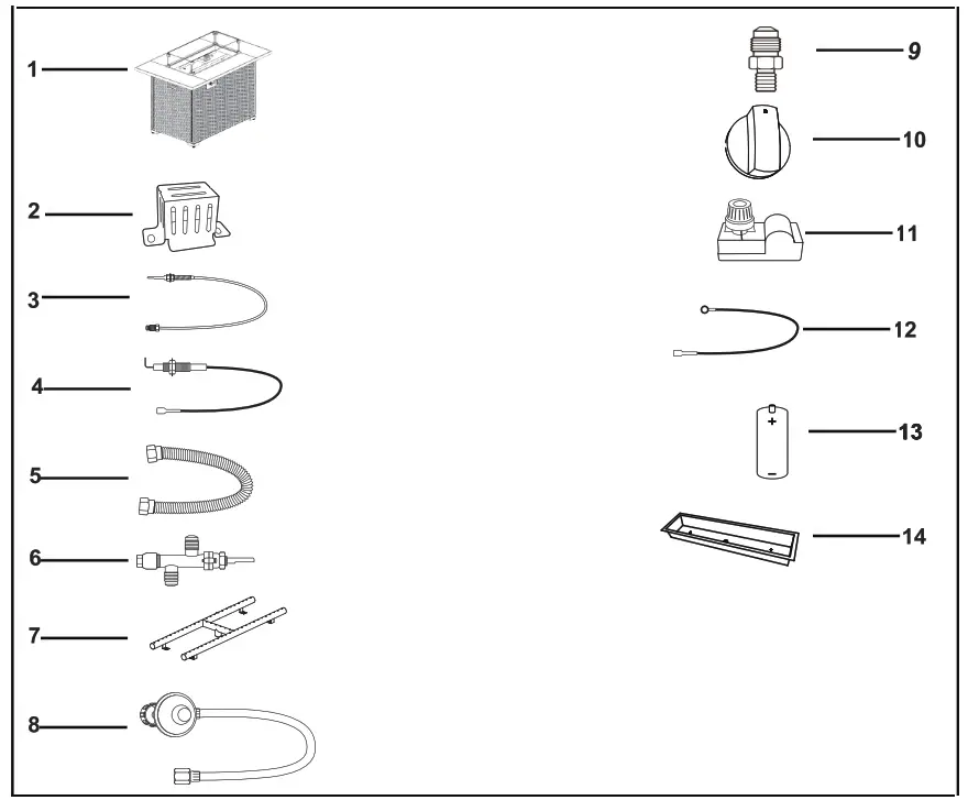 UNBRANDED LWM-FT85343 Espresso Rectangular Wicker Outdoor Fire Pit Table - PART LIST3
