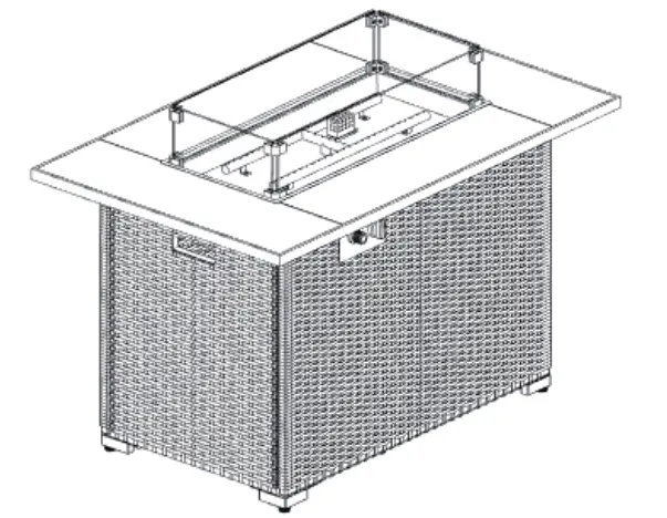 UNBRANDED LWM-FT85343 Espresso Rectangular Wicker Outdoor Fire Pit Table