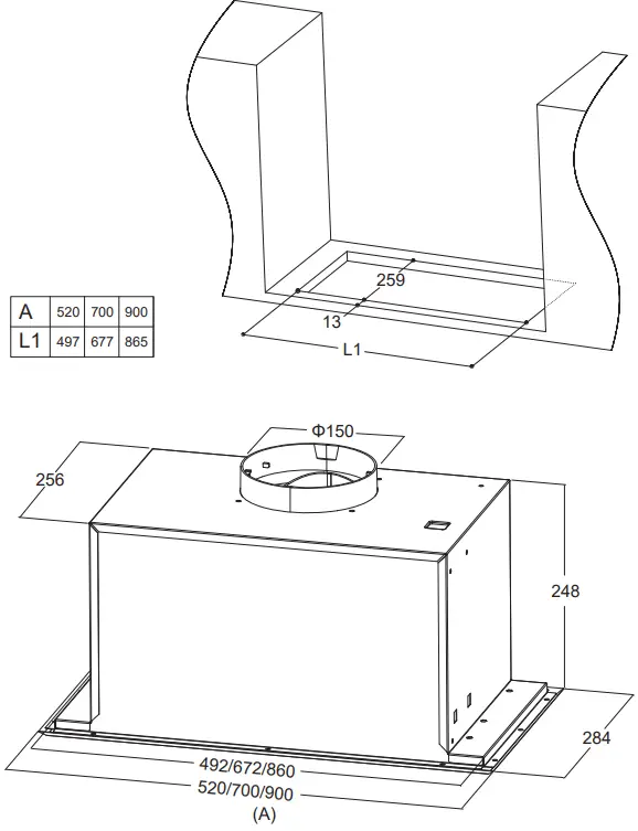 Euro Appliances EM52UMS 52cm Undermount Rangehood-fig2