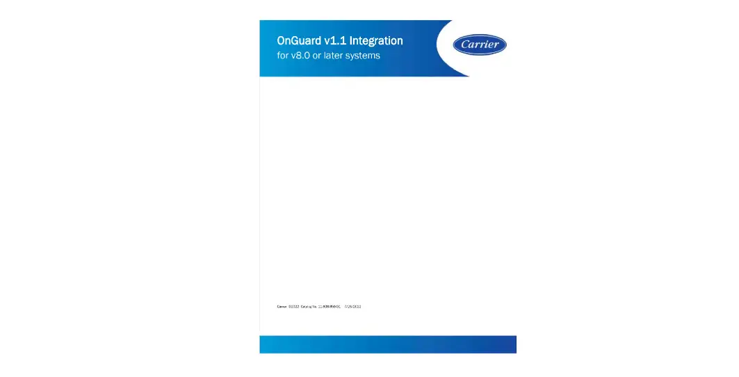 Carrier Onguard V1.1 Integration Owner's Manual