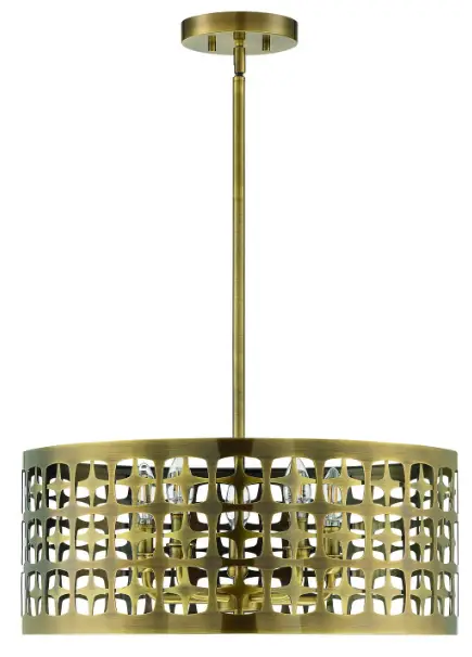 PARK HARBOR 453853 Duxford Aged Brass 5 Light Pendant Light