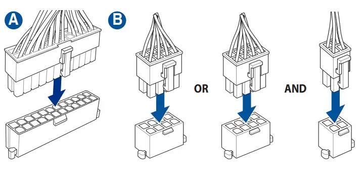 Install ATX power connectors