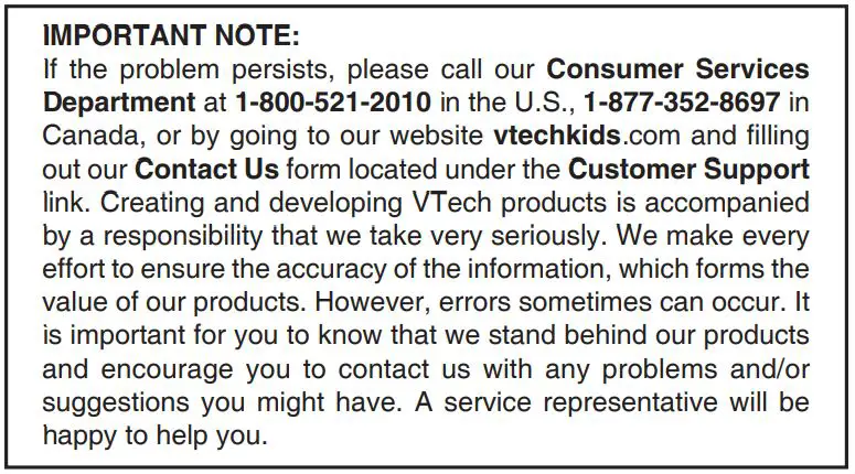 vtech 60241866 PAW Patrol Learning Watch - IMPORTANT NOTE