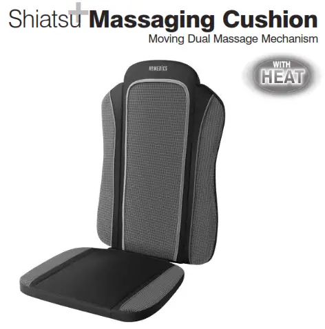 Homedics MCS-350H Shiatsu Massaging Cushion Moving Dual Massage Mechanism Instruction - Cushion Moving