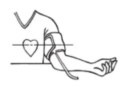 microlife BP3AQ1-1 Automatic Blood Pressure Monitor Instruction Manual - Lay your arm on a table so the cuff is at the same height as your heart