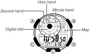 CASIO AE-1400WH-9AVCF 3458 Smartwatch - Map and Digital Dial
