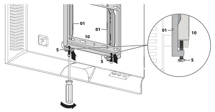 Insignia Fixed-Position Wall Mount for TVs [NS-HTVMFAB] - Securing the TV to the wall plate