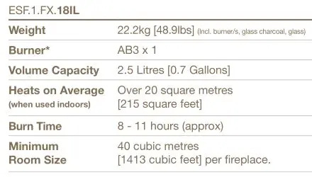 ecosmart Island Fireplace FLEX 18IL - FLEX18 table