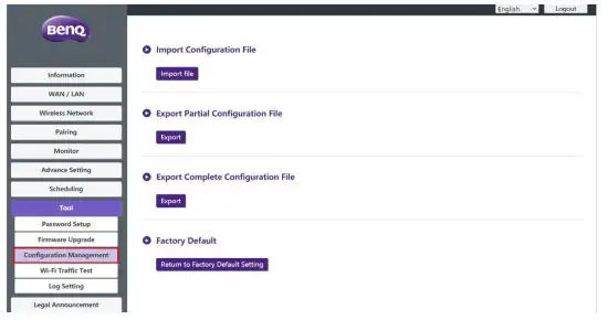 BenQ WDC30TH InstaShow X Button - Configuration