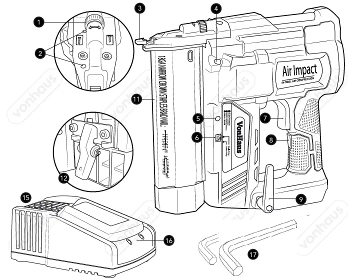 VonHaus 3515220-Cordless-Nail &-Staple Gun-fig 2
