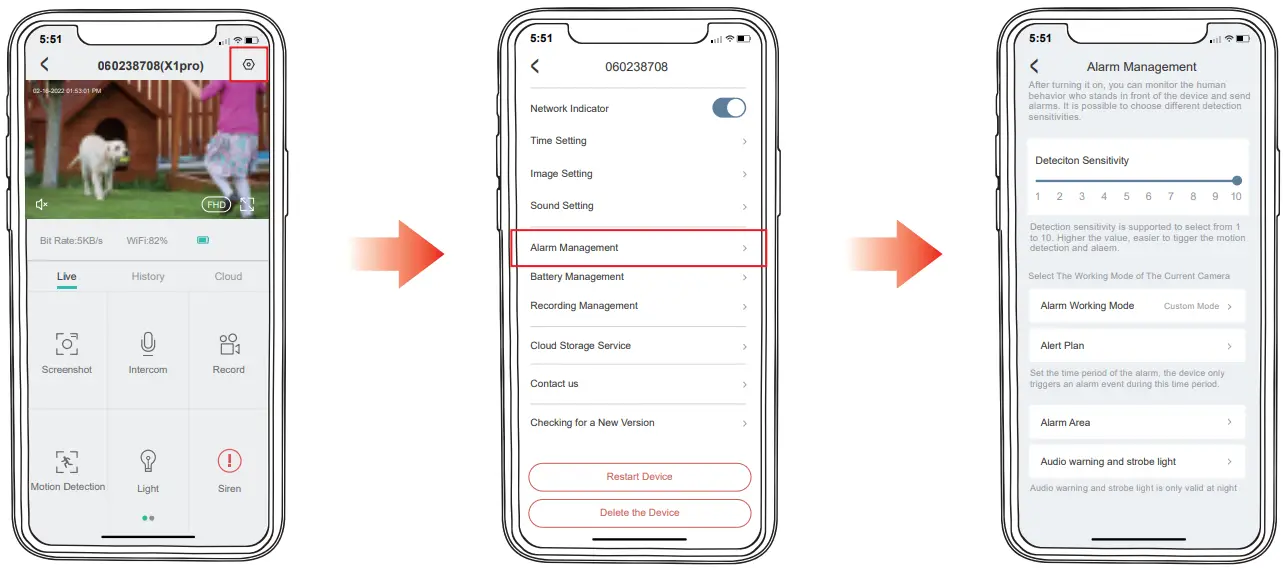 Motion Detection Alarm Setting