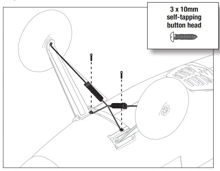 E-flite Turbo Timber Evolution 1.5m Instruction Manual - Install the two 3 x 10mm self tapping screws to anchor the spring assemblies