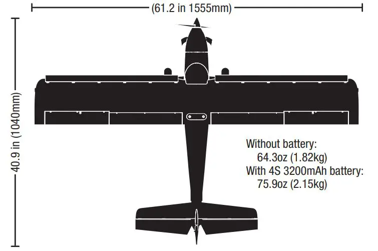 E-flite Turbo Timber Evolution 1.5m Instruction Manual - Without battery and with battery running