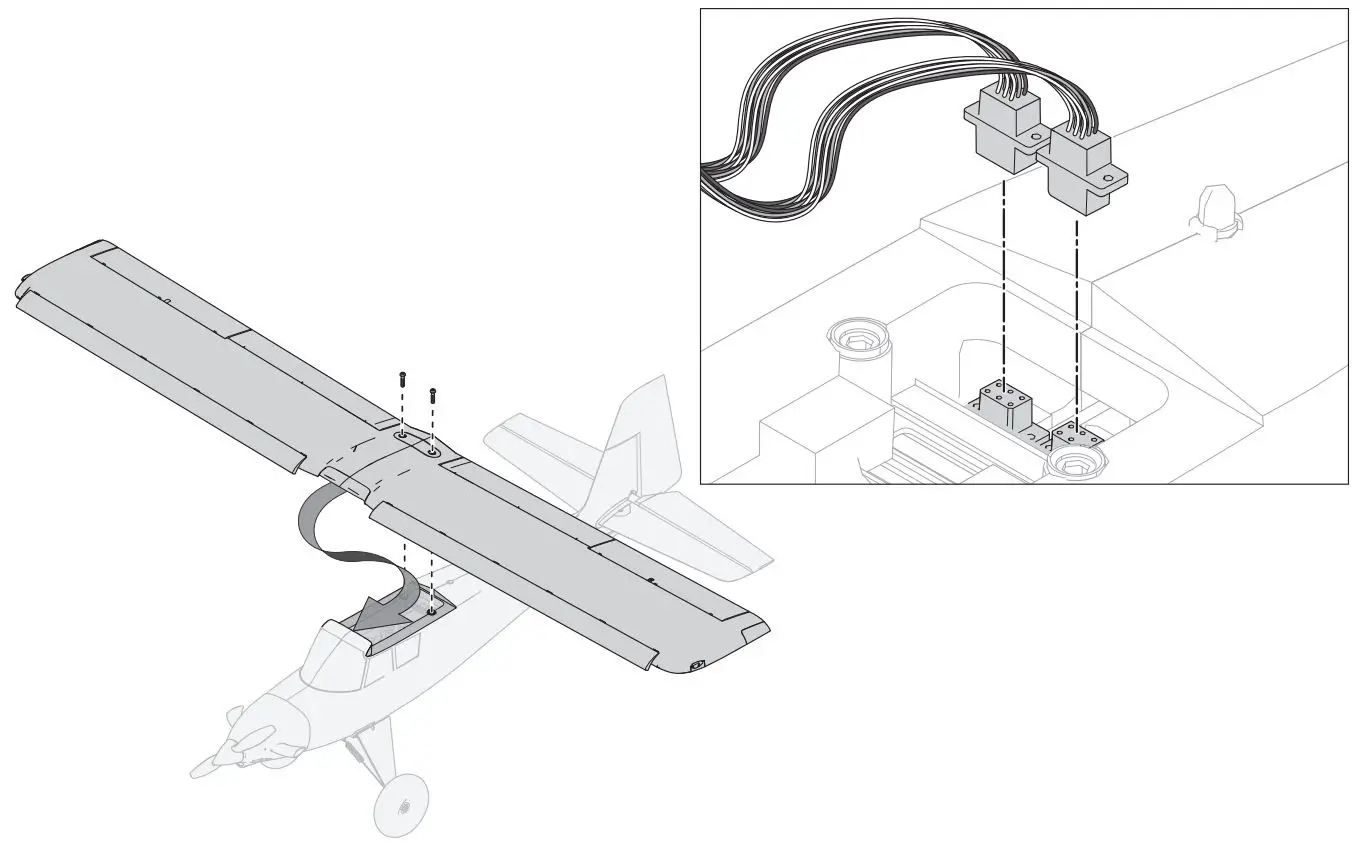 E-flite Turbo Timber Evolution 1.5m Instruction Manual - insert the Connectors and leading edge into the wing saddle