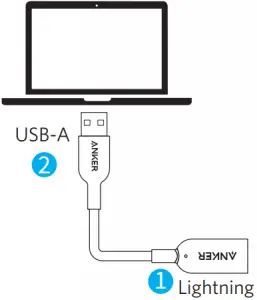 Plug the other end into a USB-A port on a MacBook A
