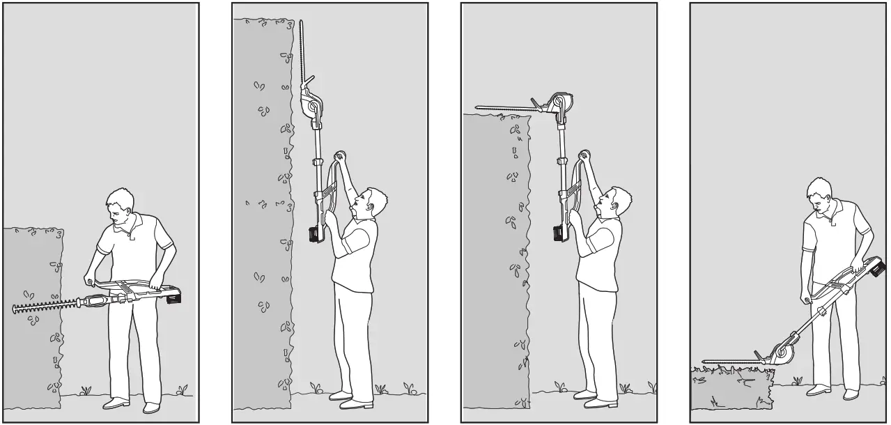 GARDENA 8883 Telescopic Hedge Trimmer - Work positions