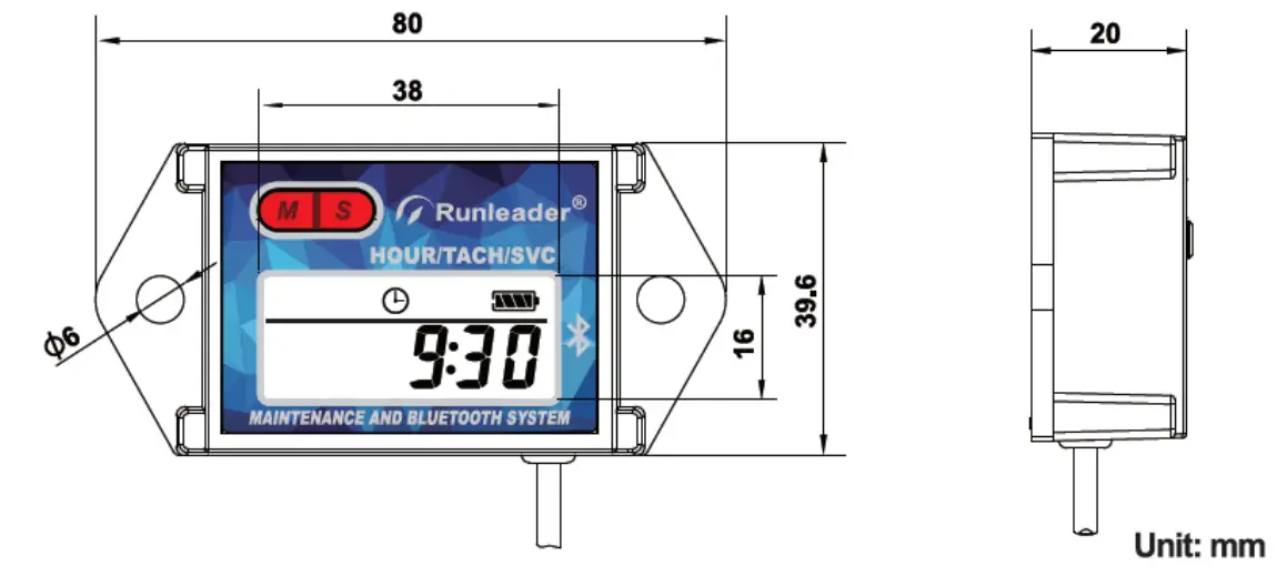 Runleader RL HM027BT Battery Indicator and Hour Meter - fig