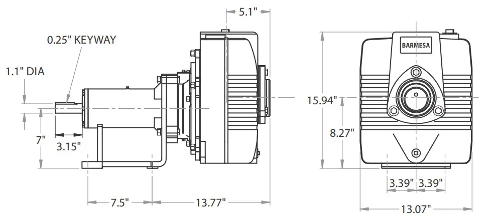 Barmesa Pumps BSP15ICU Self-Priming Frame Mounted Pump - Figure 1
