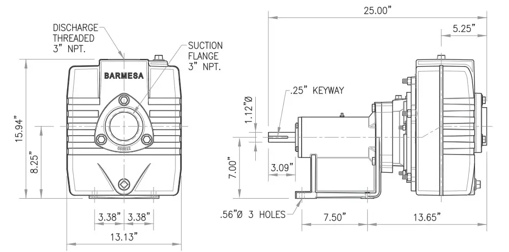 Barmesa Pumps BSP15ICU Self-Priming Frame Mounted Pump - Figure 2