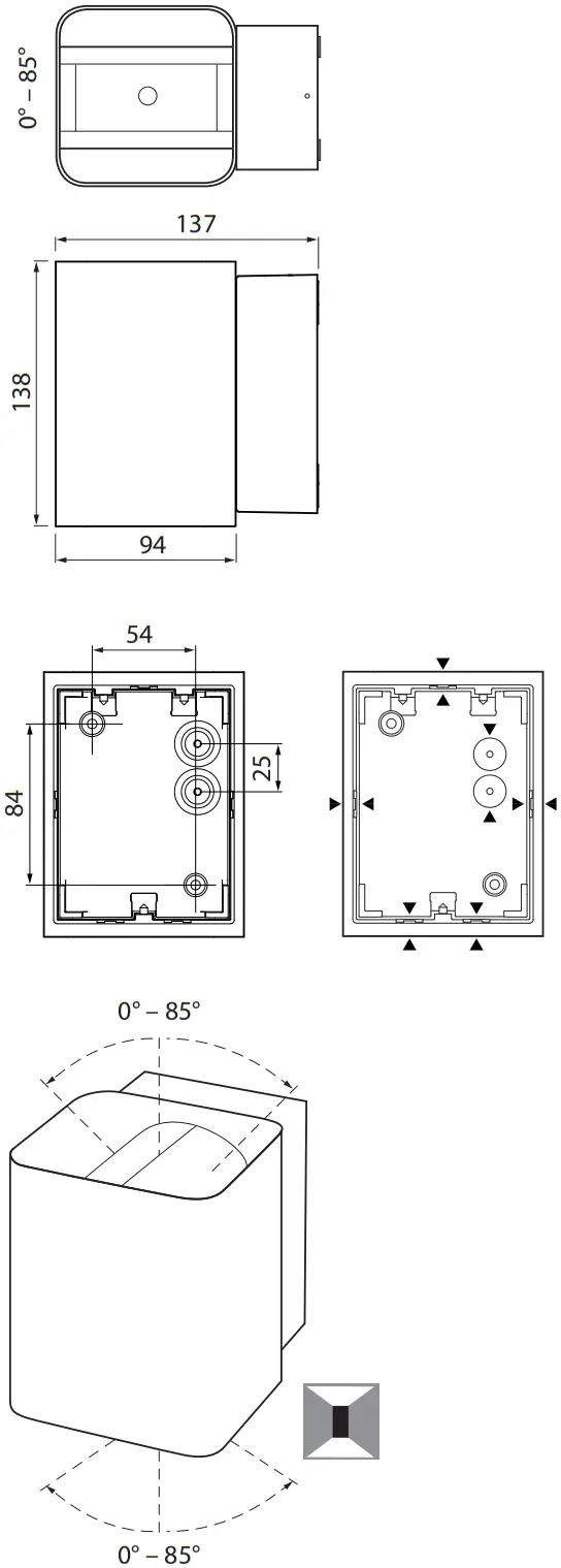 AIRAM NASBY DOUBLE Wall Luminaire - Dimension