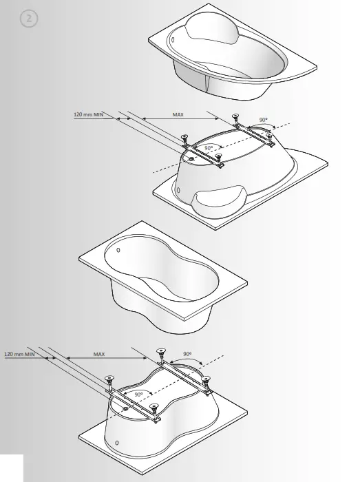 cersanit WP VIRGO 170 W 170x75 Acrylic Bath- FIG 2