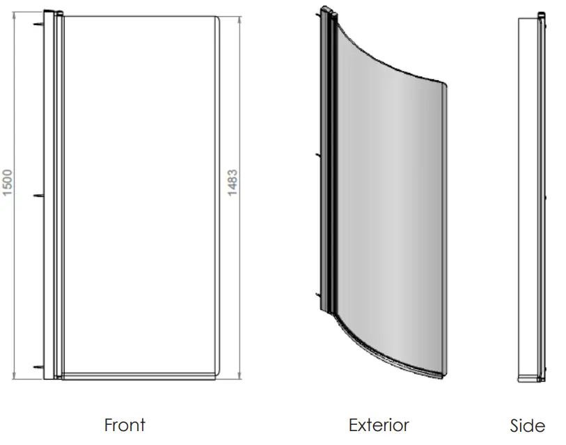 AQUALUX 95005 Half Framed Curved Bath Screen fig 2