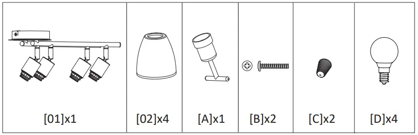 TAIFOND WS-HH-S403-4 2.4 ft. 4-Light Brushed Nickel Track Lighting Kit with Frosted Glass Shades - fig 1