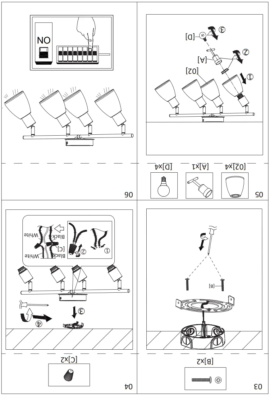 TAIFOND WS-HH-S403-4 2.4 ft. 4-Light Brushed Nickel Track Lighting Kit with Frosted Glass Shades - fig 4