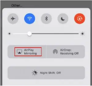 Select Airplay Mirroring