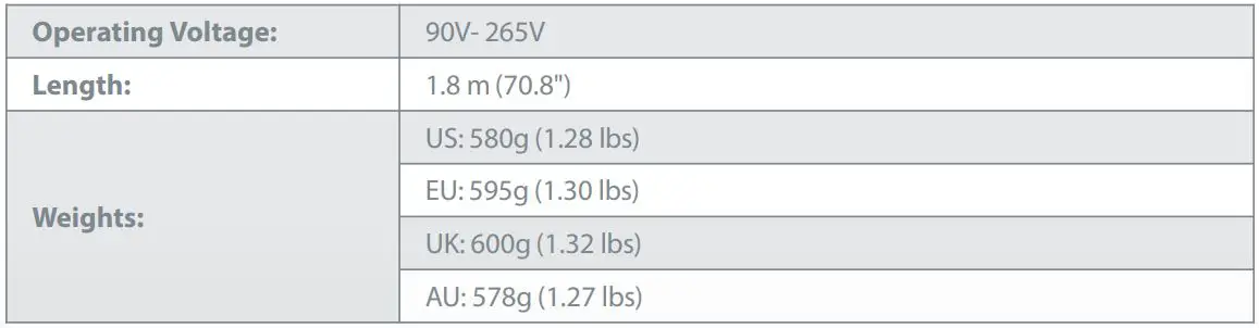 ifi Nova Power Cable Instructions - SPECIFICATIONS