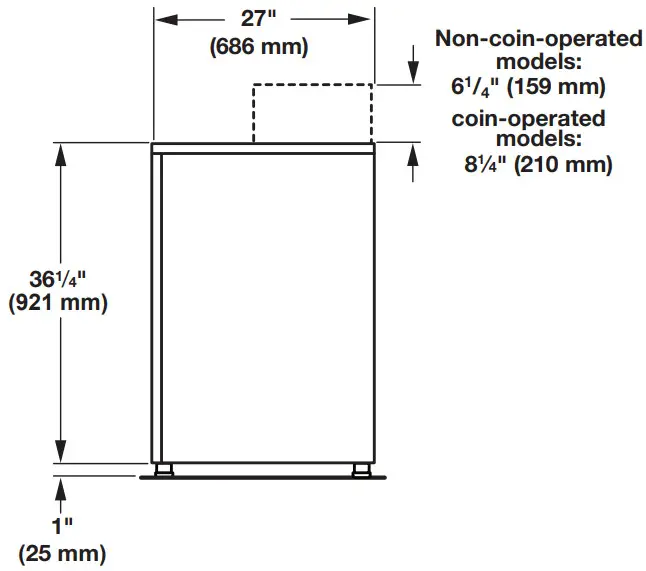 Whirlpool W11566616A Commercial Washer - Side View