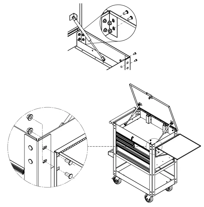 U S GENERAL 59445 Folding Side Tray for Tool Carts - Figure 1