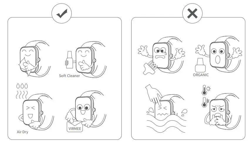 Tempo VT3 Lite Smart Watch User Manual - MAINTENANCE AND CARE