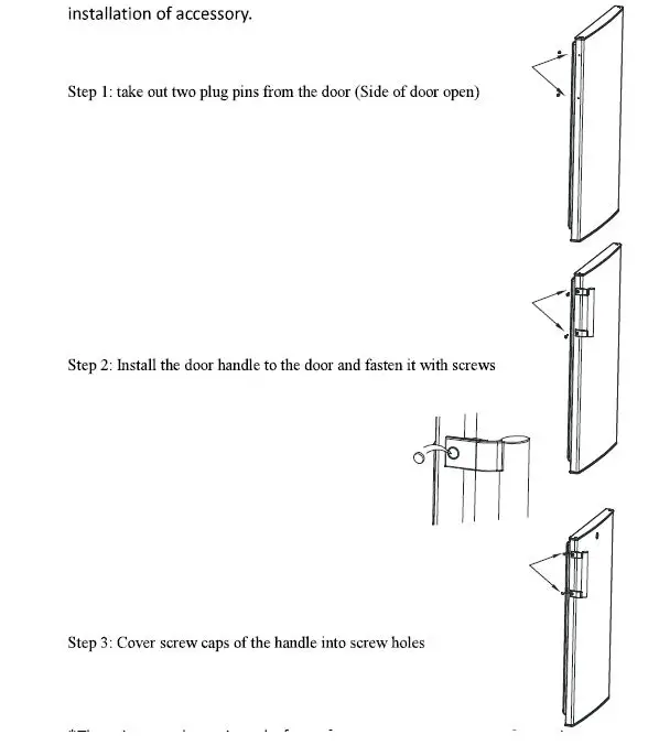 Comfee RCT284LS1 Refrigerator Instruction Manual - Door Handle Install Illumination