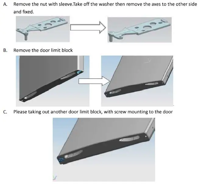 Comfee RCT284LS1 Refrigerator Instruction Manual - Replace the top hinge and the top door limit block