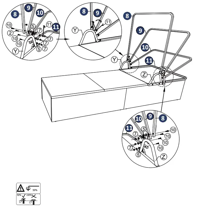 COSTWAY HW68260 12 22 Sun Lounger With Canopy - Before You Start 19