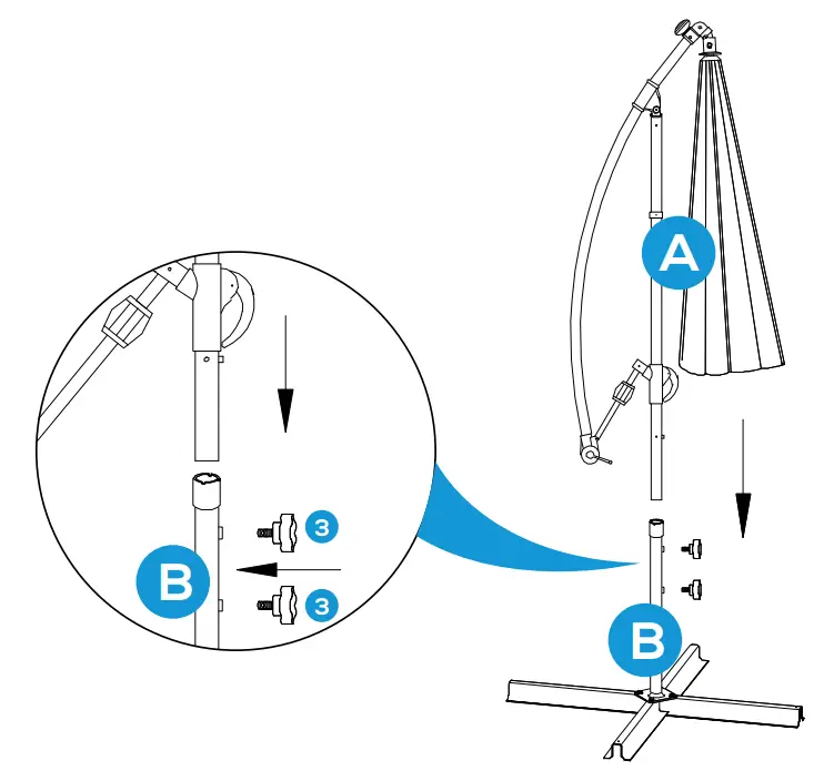 Sunnydaze 3208892 10 Ft. Cantilever Hanging Patio Umbrella With Solar LED - ASSEMBLY