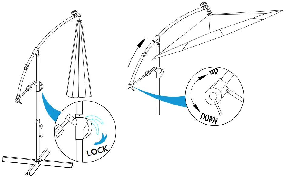 Sunnydaze 3208892 10 Ft. Cantilever Hanging Patio Umbrella With Solar LED - ASSEMBLY2