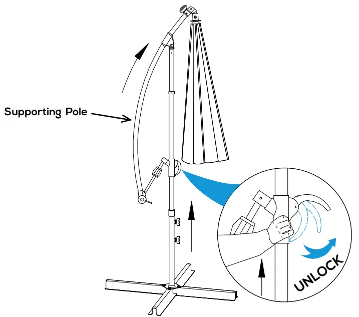 Sunnydaze 3208892 10 Ft. Cantilever Hanging Patio Umbrella With Solar LED - damage