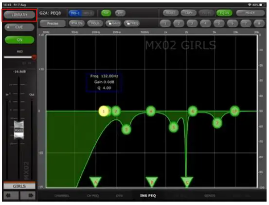 YAMAHA CL QL Series StageMix Digital Mixing Console - To access these Libraries when using a GEQ or PEQ8 accessed