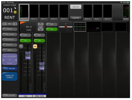 YAMAHA CL QL Series StageMix Digital Mixing Console - When enabled, any unused channel strips are hidden from view and only active