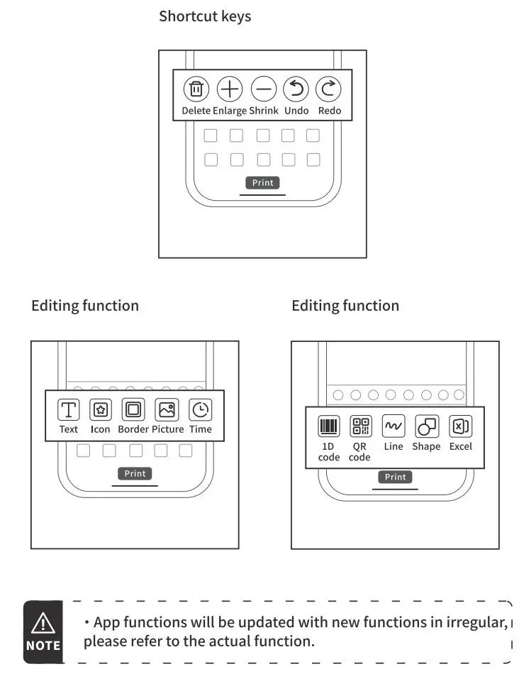 Phomemo M220 Label Maker Instructions - Printing Guide Edit Function description