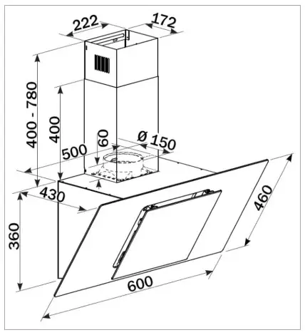 BOMANN DU 771.1 G Household Cooker Hood- Dimension
