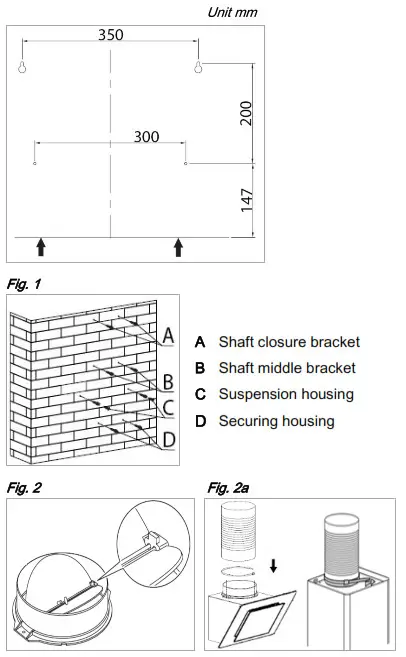 BOMANN DU 771.1 G Household Cooker Hood- Drilling dimensions