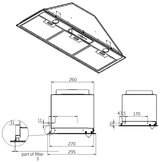 schweigen UM1170 9S 900mm Silent Undermount Rangehood - Cooktop1