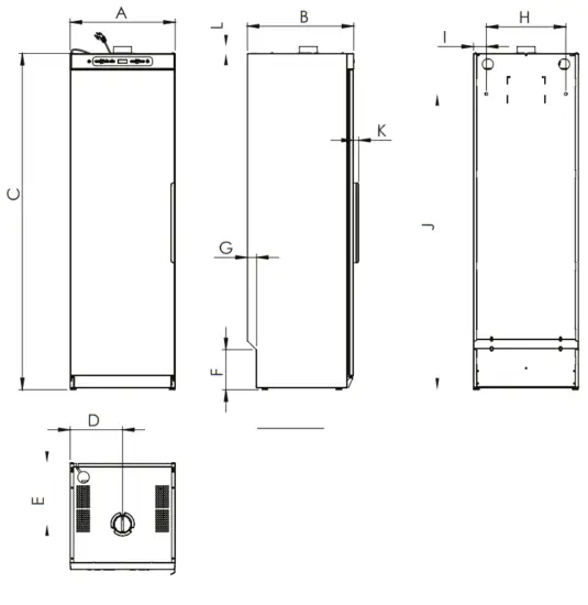 ELVITA CTS1195V Drying Cabinet - DIMENSIONAL DRAWING