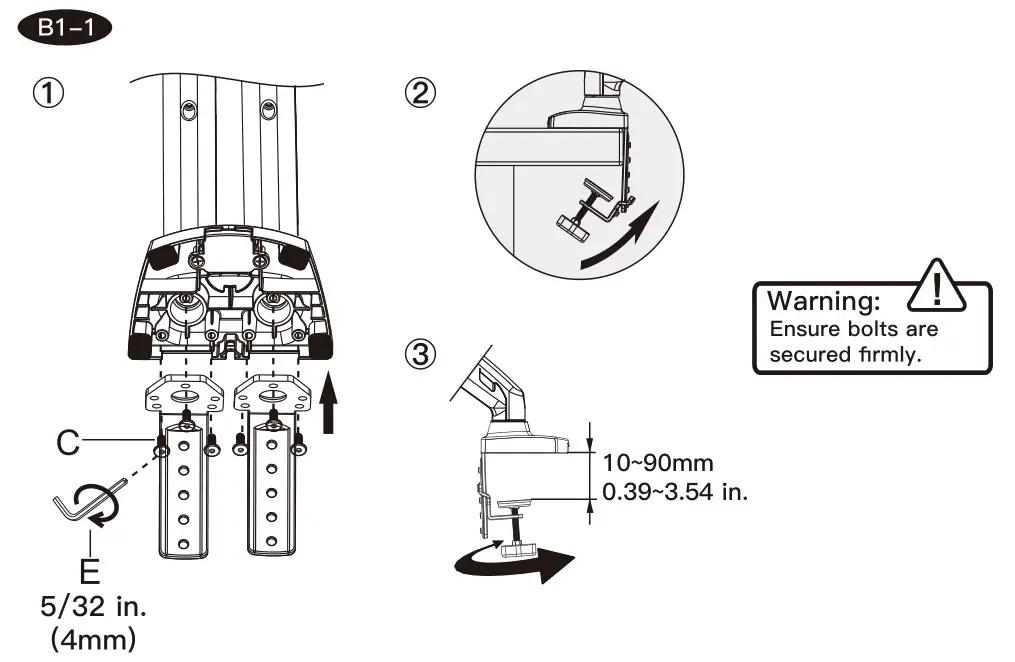 ERGEAR Monitor Desk Mount Instruction Manual-B1. Table Edge Installation B1-1
