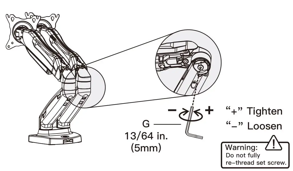 ERGEAR Monitor Desk Mount Instruction Manual-G. Set Swivel Tightness