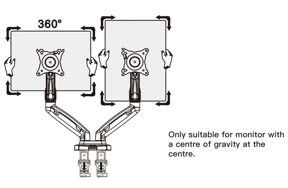 ERGEAR Monitor Desk Mount Instruction Manual-H. Adjust the Rotation Angle