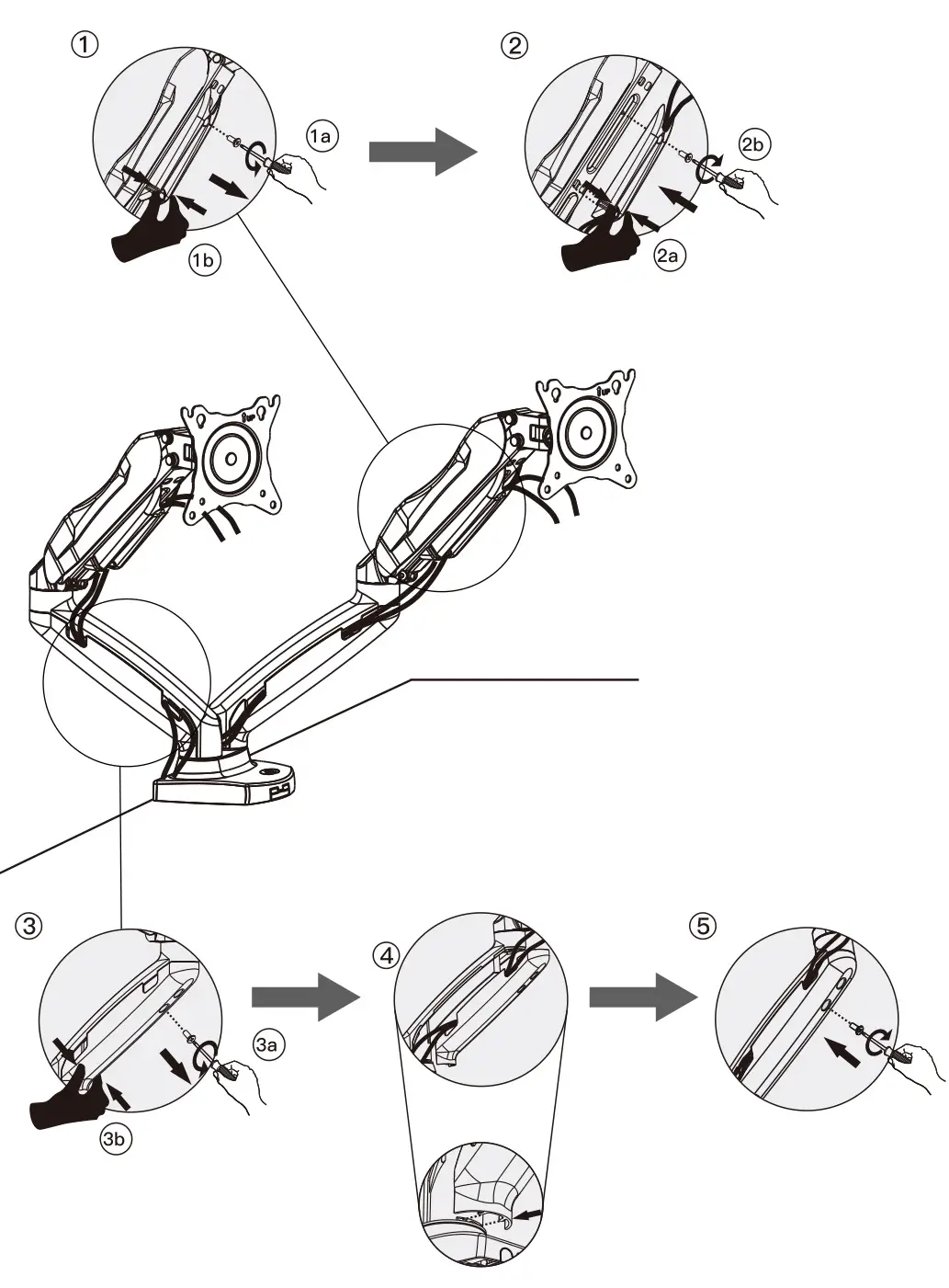 ERGEAR Monitor Desk Mount Instruction Manual-I. Route the Wires along the Arm